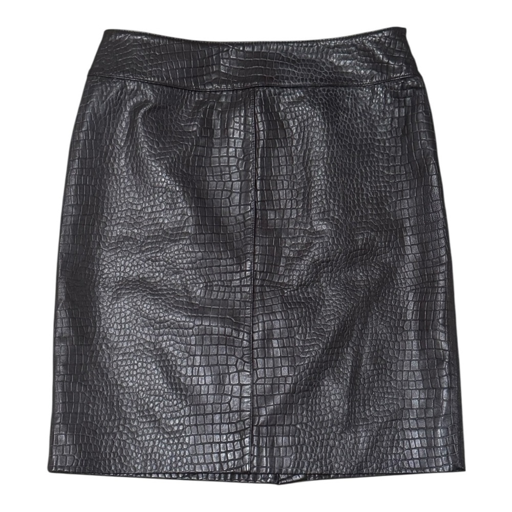 AK ANNE KLEIN Chocolate Brown Croc-Embossed Pencil Skirt Animal 4 Party Work